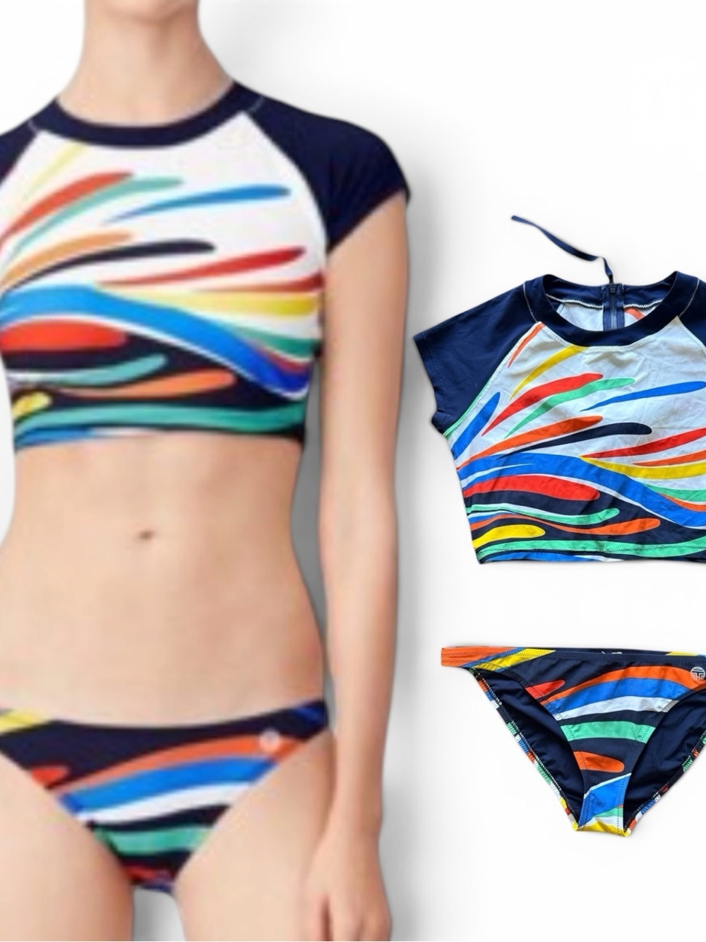 Tory Burch Rainbow Stripe Two-Piece Bikini Set NWT | S/M